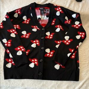 Hot Topic Black and Red Mushroom Cardigan